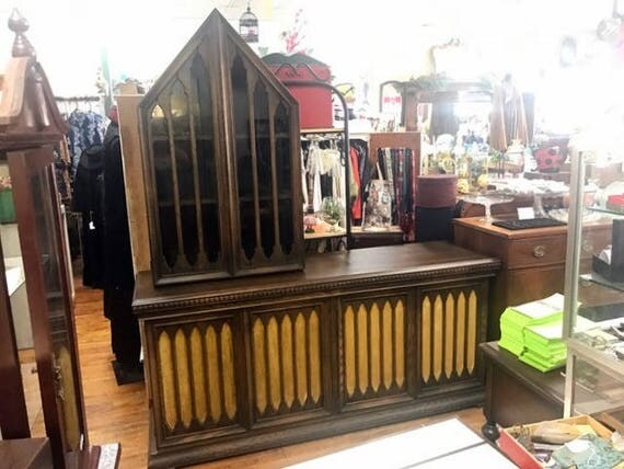 Mid Century Modern Credenza with steeple shaped hutch