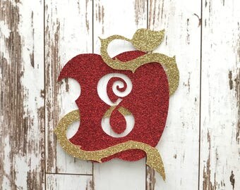 Descendants 2 Apple Symbol Glitter Die Cut/Birthday Party Decoration/ Embellishment/Cake Topper - 8 Years old