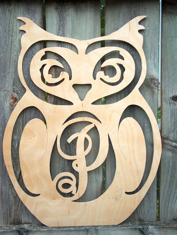 Owl Monogram Owl Decor Owl Gift Idea Wood Sign Scroll Saw