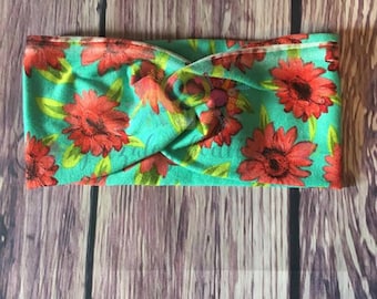 floral twisted headband-Tropic/tropic floral headwrap/tropic headband