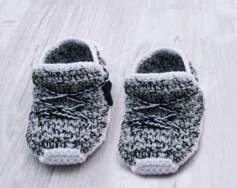 Grey Crochet Baby Shoes Crochet Baby Booties Athletic Shoes Newborn Yeezy Boost Baby Street Shoes Baby Sneakers Booties Baby BB104C19