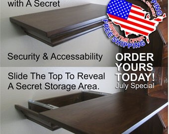 Top Secret Sliding Top Storage Shelf, Covert Storage, Gun Storage, Floating Wall Shelf, Shelving, Hidden Storage, Hidden Stash, Safety