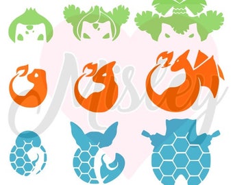 Gen 1 Pokemon Starter Bundle SVG, PNG, and STUDIO3 Cut Files for Silhouette Cameo/Portrait and Cricut Explore DIY Craft Cutters