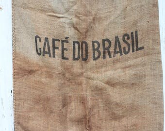 Vintage Cafe Do Brasil, Burlap Coffee Sack, Vintage Textile, Coffee Bean Sack