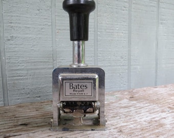 Vintage Bates Royall Automatic Numbering Machine- Numeroteur- In Original Box 1986 RNM6-7