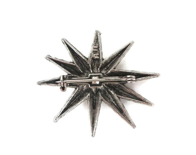Vintage Brooch - AJC Sunburst Brooch, Silver Tone Star Pin, Perfect Gift, Gift Box, FREE SHIPPING