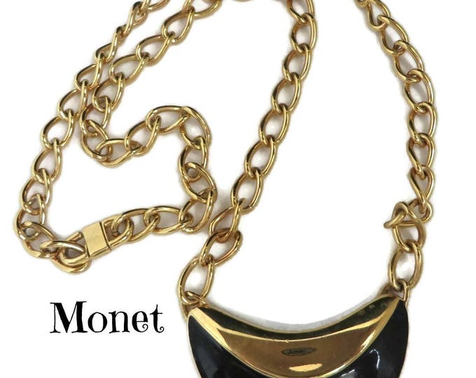 Vintage Necklace, Monet Pendant Necklace, Chain Link Necklace, Vintage Jewellery, Signed Monet Classic Necklace Gift for Her