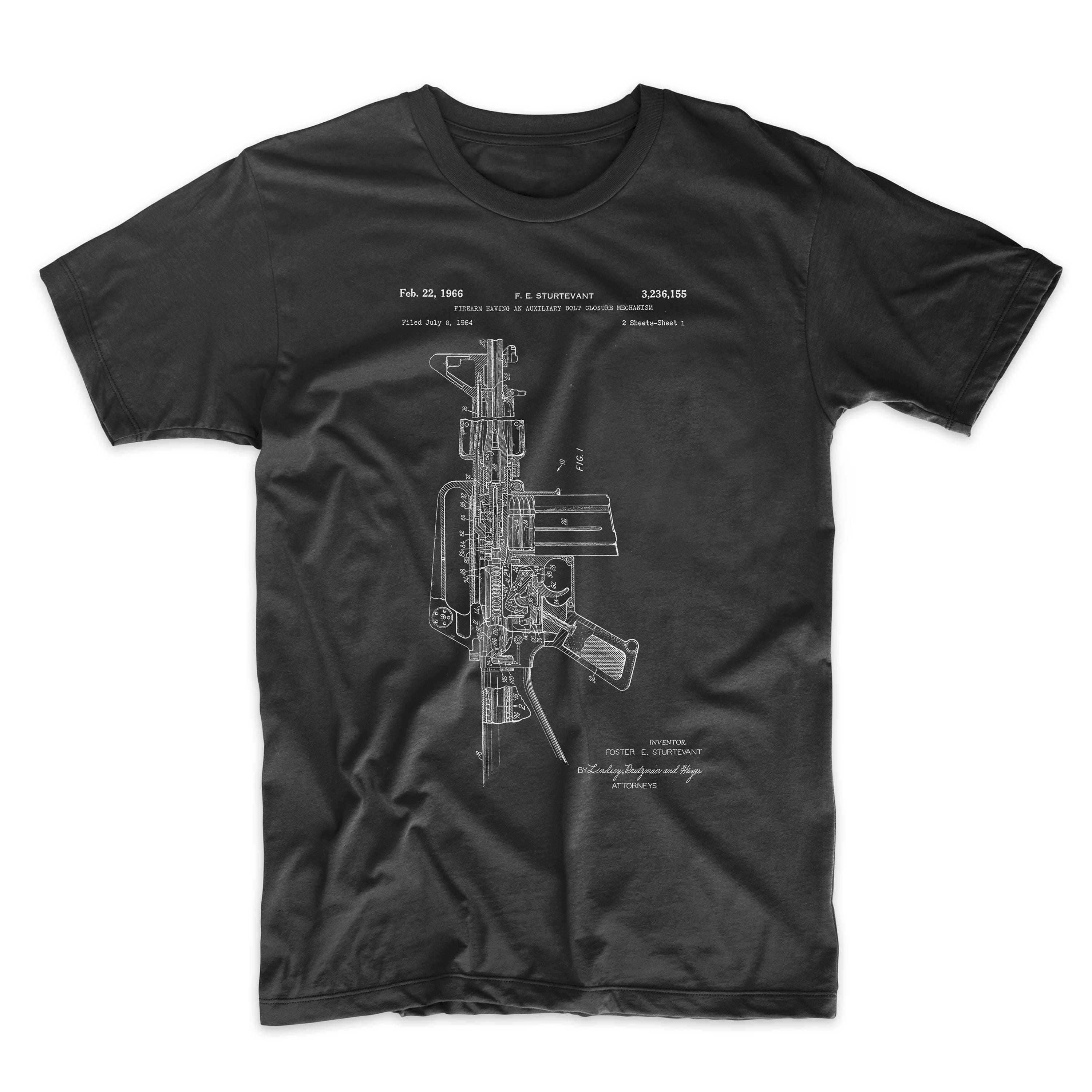 M 16 Rifle Patent T Shirt Gun Shirt Gun Enthusiast Military