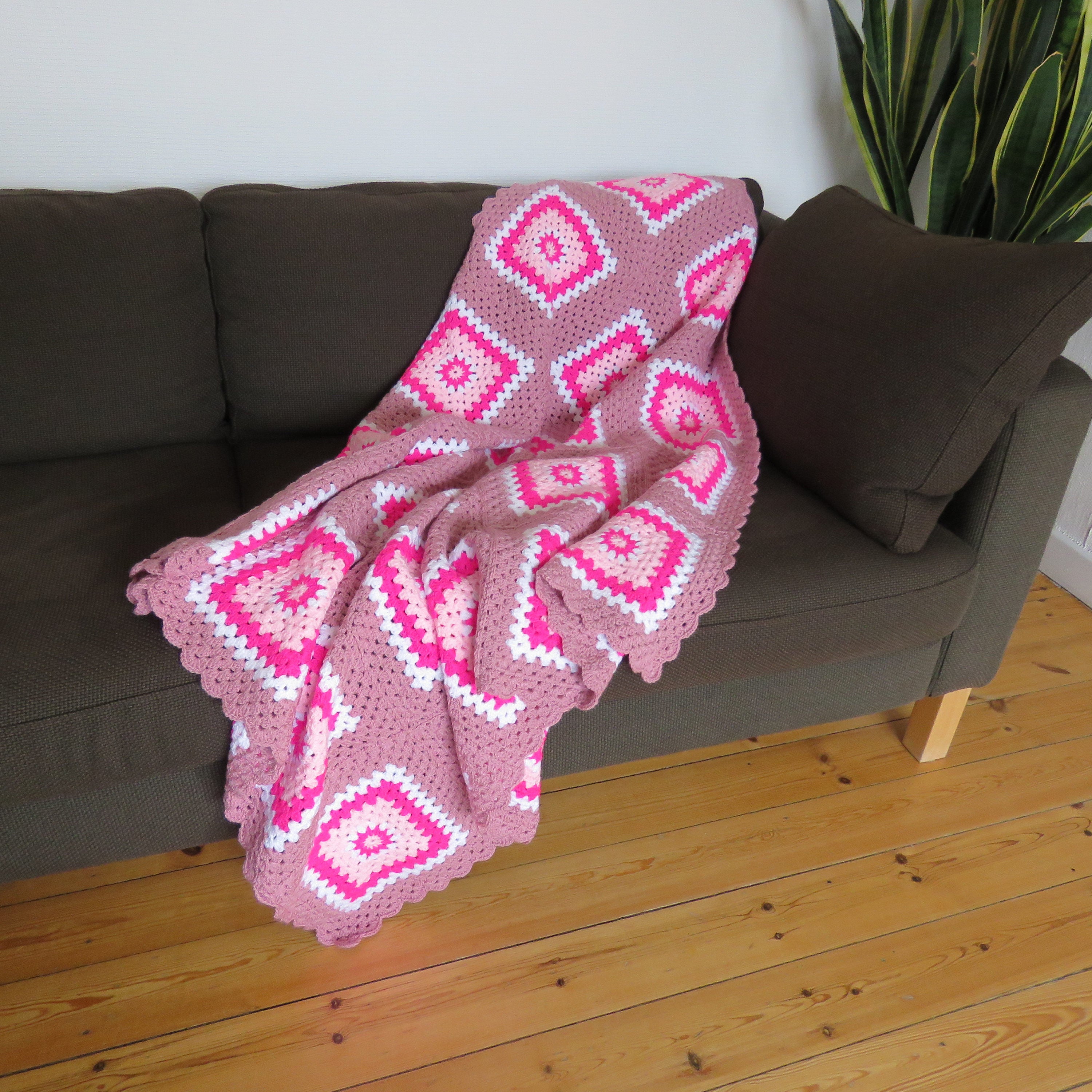 Pink Blanket Pink Throw Blanket Pink Crochet Blanket Blush