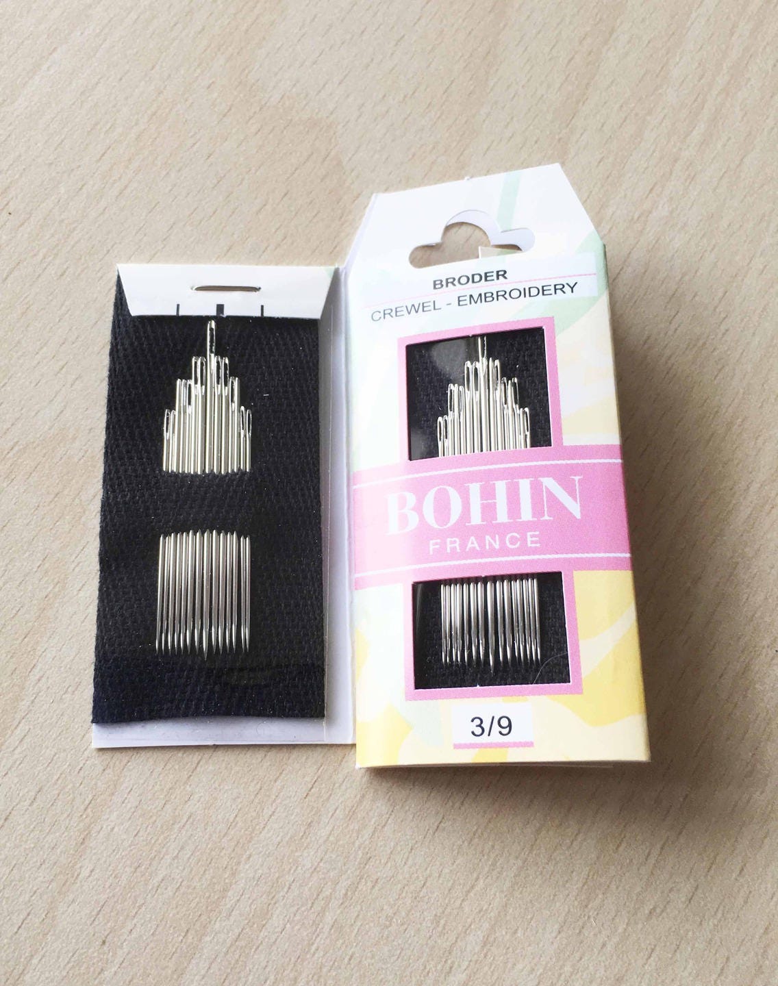 Embroidery needles sizes 3 to 9 set of 15 Crewel Embroidery