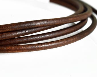 Leather Cord 4mm, Brown Greek Leather Cord, Necklace Cord, Jewelry Supplies, 1 meter