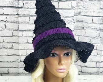 Witch Hat | Adult Witches Hat | Black and Orange Witch Hat | Halloween Costume | Witch Costume Hat | Made To Order Witches Hat | Adult Hat