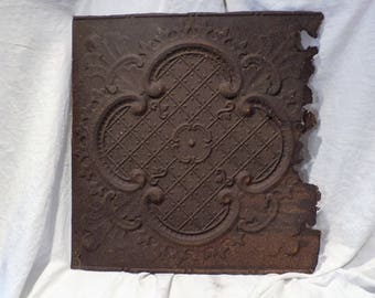 Tin Ceiling Tile, Large Quatrefoil Design, Neoclassical, Architectural Salvage from Chicago