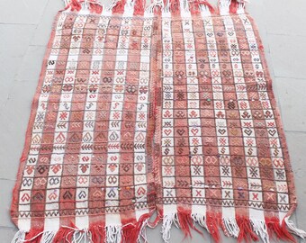 Turkish Kilim Rug 43''x49'' Hand Woven Urfa Cicim Kilim 110x125cm