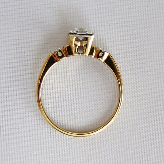 Two Tone VS1 Diamond Engagement Ring Vintage GIA Graduate