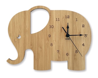 Elephant Wall Clock | Laser cut Nursery & Kids Decor