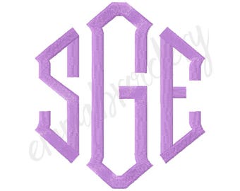 3 Sizes Large Diamond Monogram - 3.5" 4.5" 5.5" - Machine Embroidery Font - Instant Download - 8 File Formats - PES DST JEF