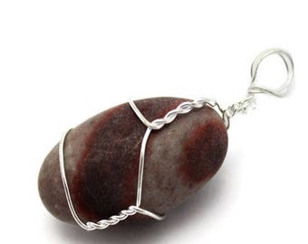 15% off Christmas in July Narmada Lingam Stone Silver Tone Wire Wrapped Pendant - Narmada Banalinga Stone 1, 5, or 10 pcs (RK66B2)
