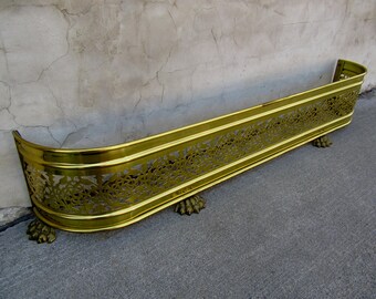 Fireplace Fender; Vintage Electroplated Brass Fireplace Fender
