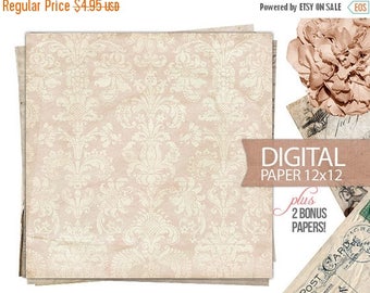 40% OFF SALE Digital Paper - 12x12 Scrapbook Antique Background Paper Old Vintage Paper - Digital Paper PLUS 2 Bonus Papers - Print - Instan