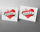Bride and Groom Heart Place Cards Tattoo Rockabilly Wedding Table Decorations Name Cards Party Place Setting