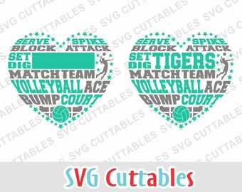 Volleyball Subway Heart svg, eps, dxf, digital cut file for cutting machines