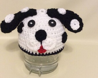 Crochet Dalmation Hat/Newborn Photography Prop/Infant Halloween Costume/Baby Shower Gifts/Cake Smash Photo Prop/101 Dalmations