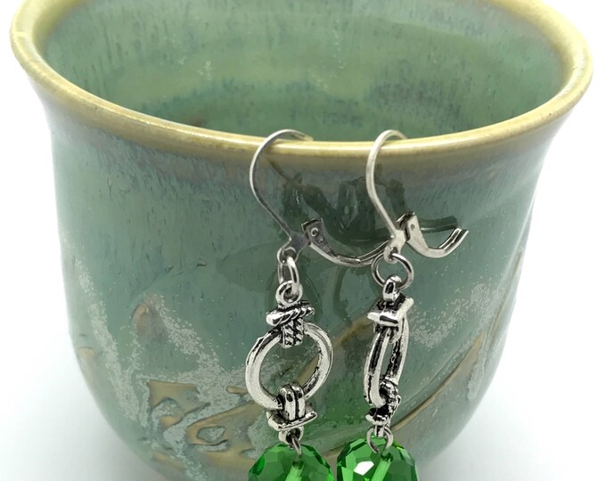 Dark Green crystal earrings, Emerald Green Earrings, Sparkly Dark Green earrings, Green wire wrapping earrings