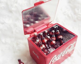 MidYear Sale15% Miniature Coca Cola Bucket and 12 Pcs. of Coca Cola bottle with ice,Miniature Coke,Miniature Cocacola,Dolls House,Dolls and