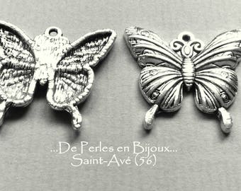 1 lot 2 metal 23X25X2.5mm Butterfly charms
