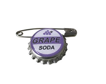 Grape Soda Pin, Bottle Cap Pin, Grape Soda Badge, Bottle Cap Badge, UP, Carl And Ellie, Birthday Gift, Wedding, Present, Club, Personalized