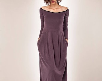 Christmas in July On Sale/Women Dress/ Long Sleeves Dress/ Midi Dress/ Winter Dress/ Womens Dress/ Cocktail Dress / Maxi Dress/ Purple Dress
