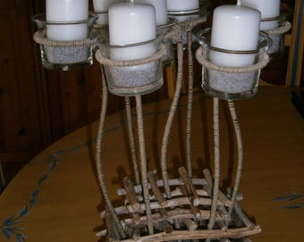 Candle holder and wood fleet
