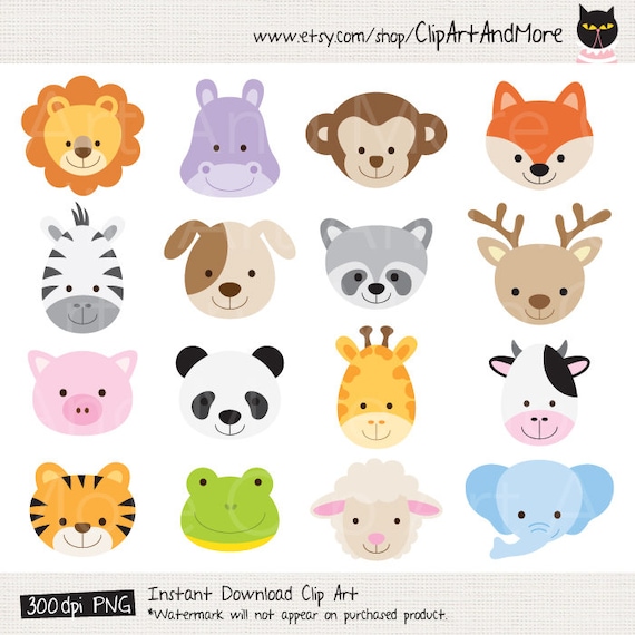 Animal Face Clipart Animal Head Clipart Cute Animal Clipart