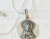Necklace - Our Lady of Sorrows SPAIN - Sterling Silver 20.5mm + 18 inch Italian Sterling Silver Chain