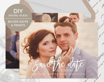 Save the Date Template - Instant Download, Save the Date Card, Text Overlay, Wedding Announcement, Photoshop Template for Photographers
