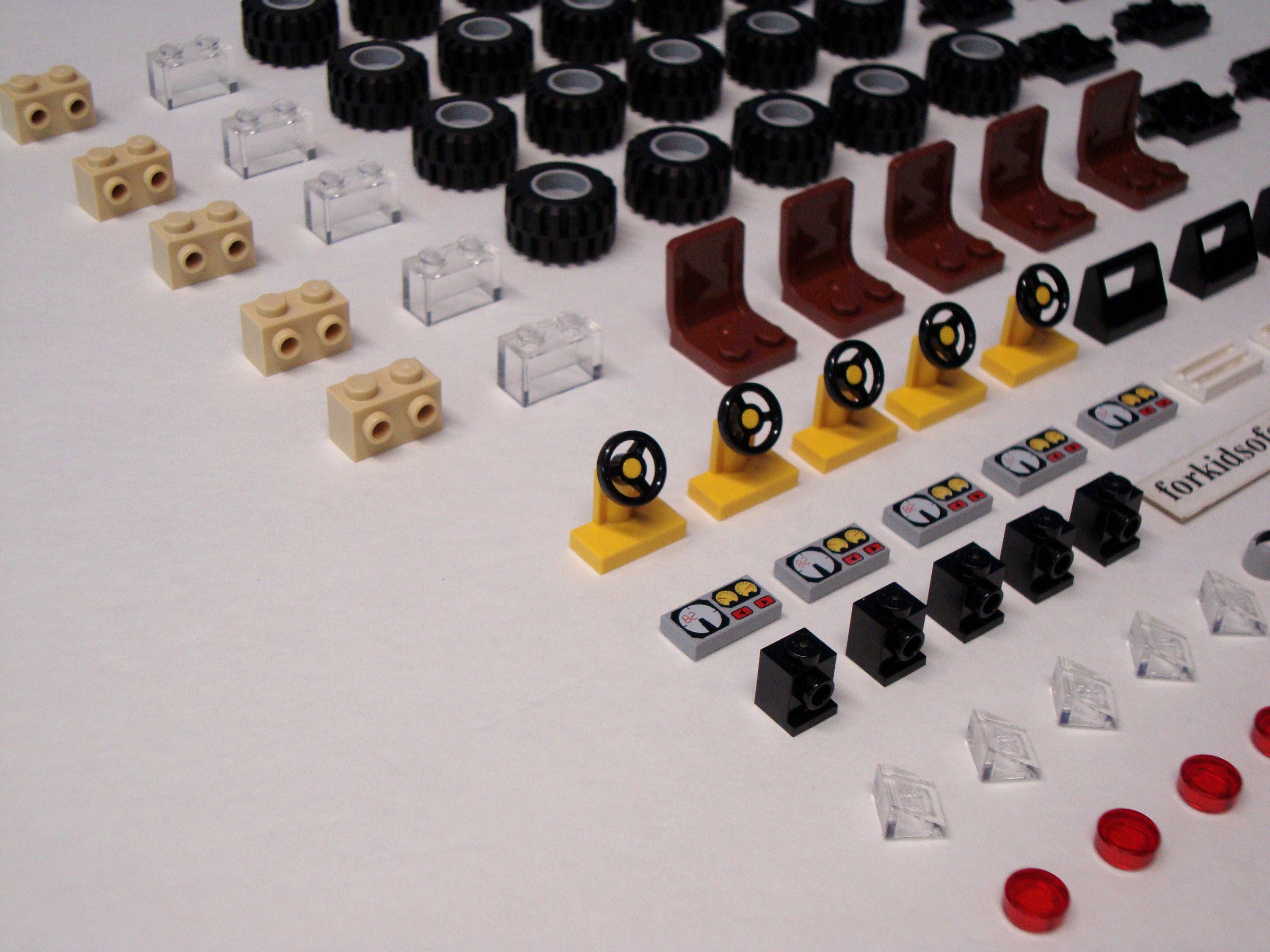 Lego 120 Pieces Wheels/Rims Rubber Tires Axles Steering