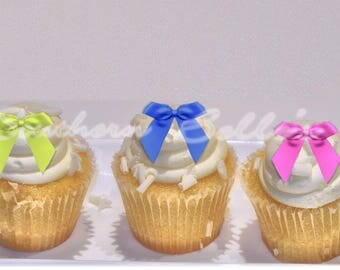 Edible Bow Cupcake Topper-Edible bow cake, cookie topper-edible image-edible cake decorations-personalized party cake topper