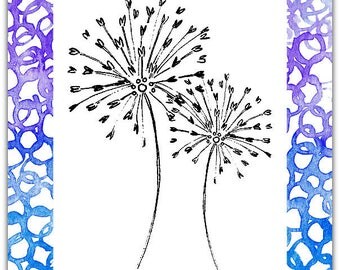 Double dandelion original handmade 15cm x 15cm