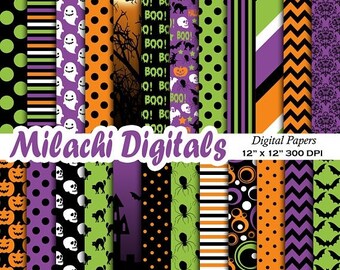 60% OFF SALE Halloween digital paper, trick or treat scrapbook papers, boo wallpaper, Halloween, spooky, boo, background - M554