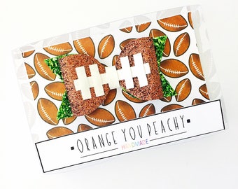 Glitter football hair bow, football hair clip, football headband, sparkle football bow, football team neutral bow 3 WEEK TURNAROUND