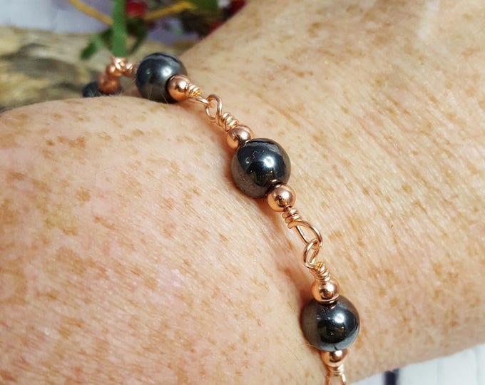 Handmade Healing Copper Bracelet ~ Anxiety & Stress Relief ~ 7th, 9th, 22nd Anniversary Gift, Everyday Gemstone Chakra Meditation Bracelet