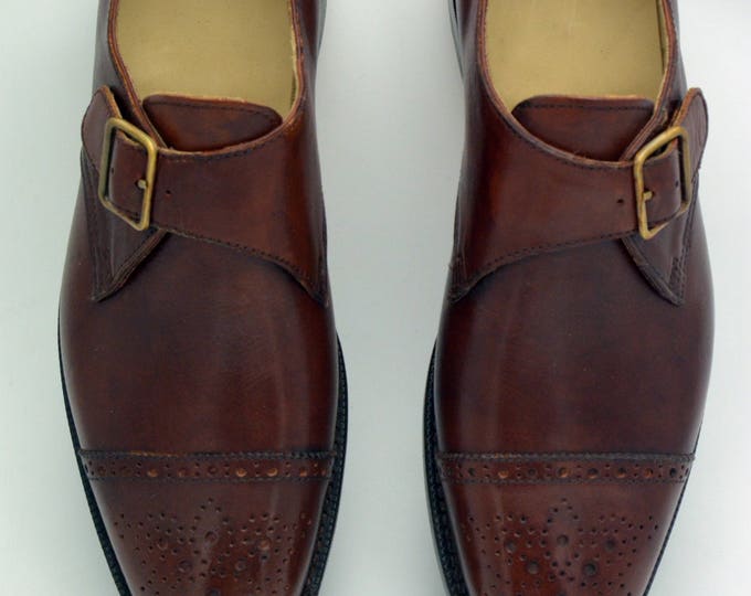 Handmade Goodyear Welted Men's Single Monk-Strap Dress Shoes