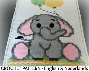 English + Dutch Crochet Pattern Baby Blanket "Little Jumbo"