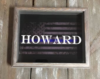 Personalized Thin Blue Line Flag Shadow Box - Law Enforcement Gift - Police Gift - Father's Day - Birthday Gift