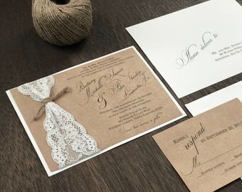 Rustic wedding invitation | Etsy