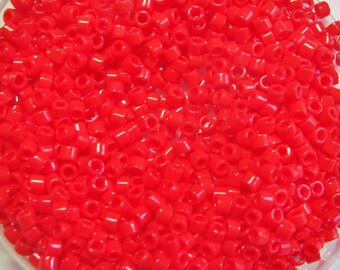 5 OZ OF 1 MM ROUND BRIGHT RED BEADS IN BULK