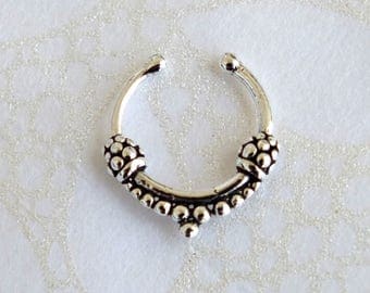 Sterling Silver Septum, Fake Septum Ring, Septum Clicker, Tribal Septum, Septum Ring, Nose Ring, Fake Piercing, Nose Jewelry