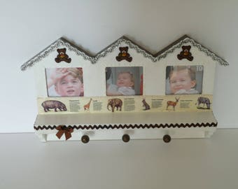Wall shelf made of wood for very young child's room