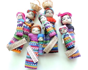 Cute Fridge Magnets, Guatemala Worry Doll, Mexican Magnet, Kitchen Decor, Unique Gifts, Worry Dolls, Mommy and Baby Doll